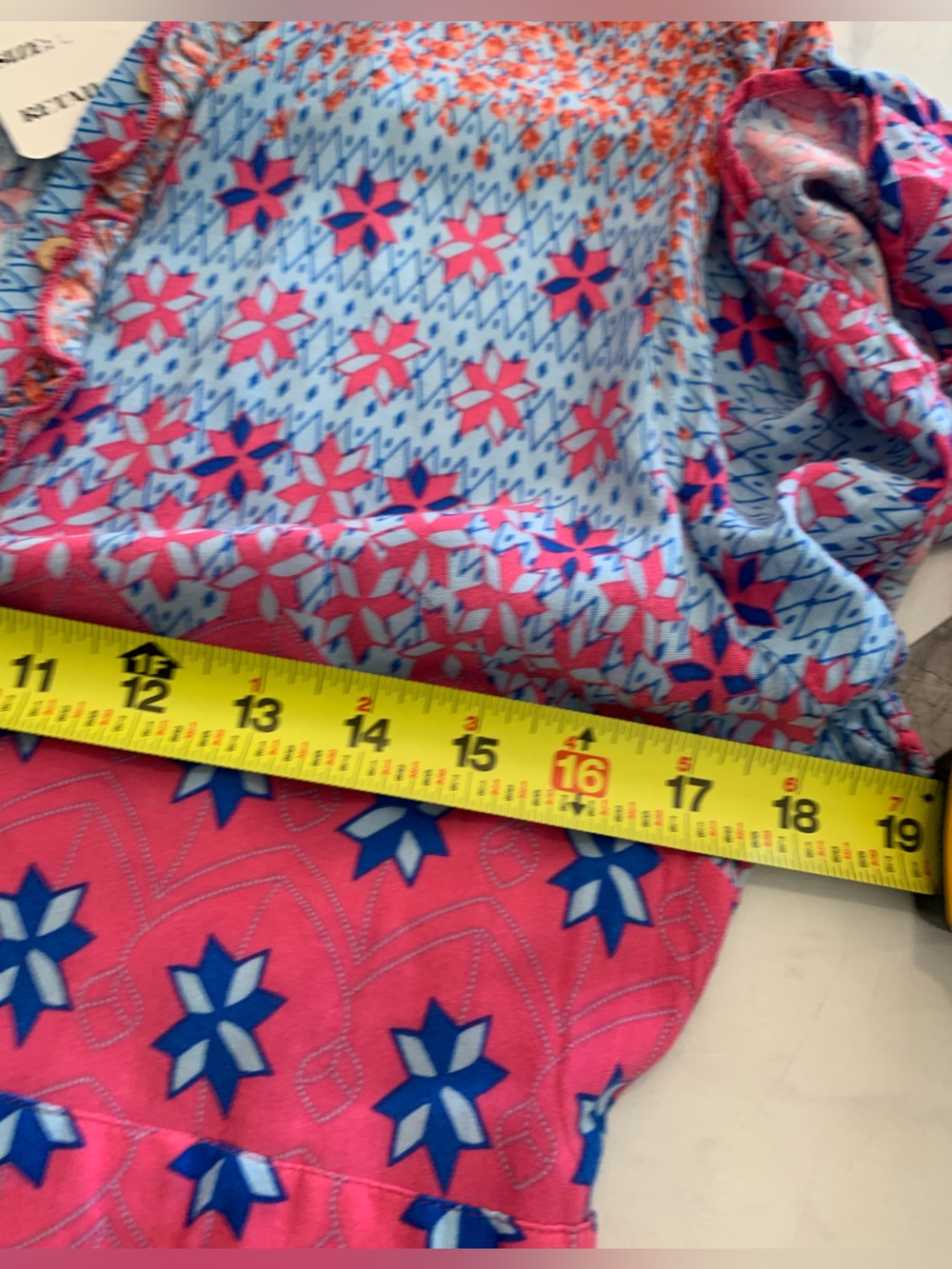 easel Pink and Blue Boho Maxi Dress - Picture 5 of 7